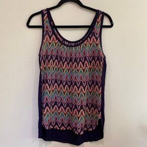 TRINA TURK Knit purple Multicolored tank top scoop neck Sz M